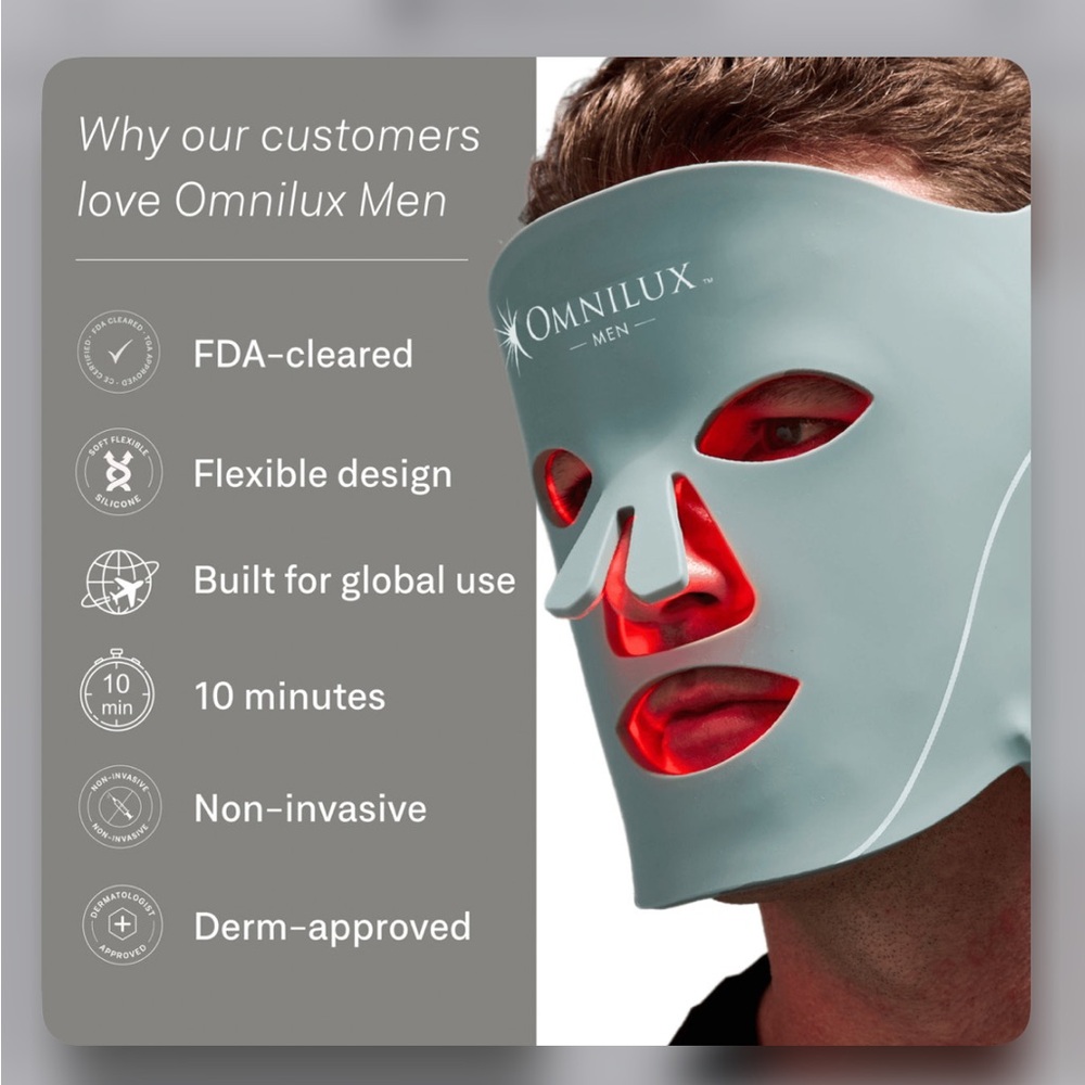 Omnilux Men LED Face Mask - Gray - Picture 7 of 10
